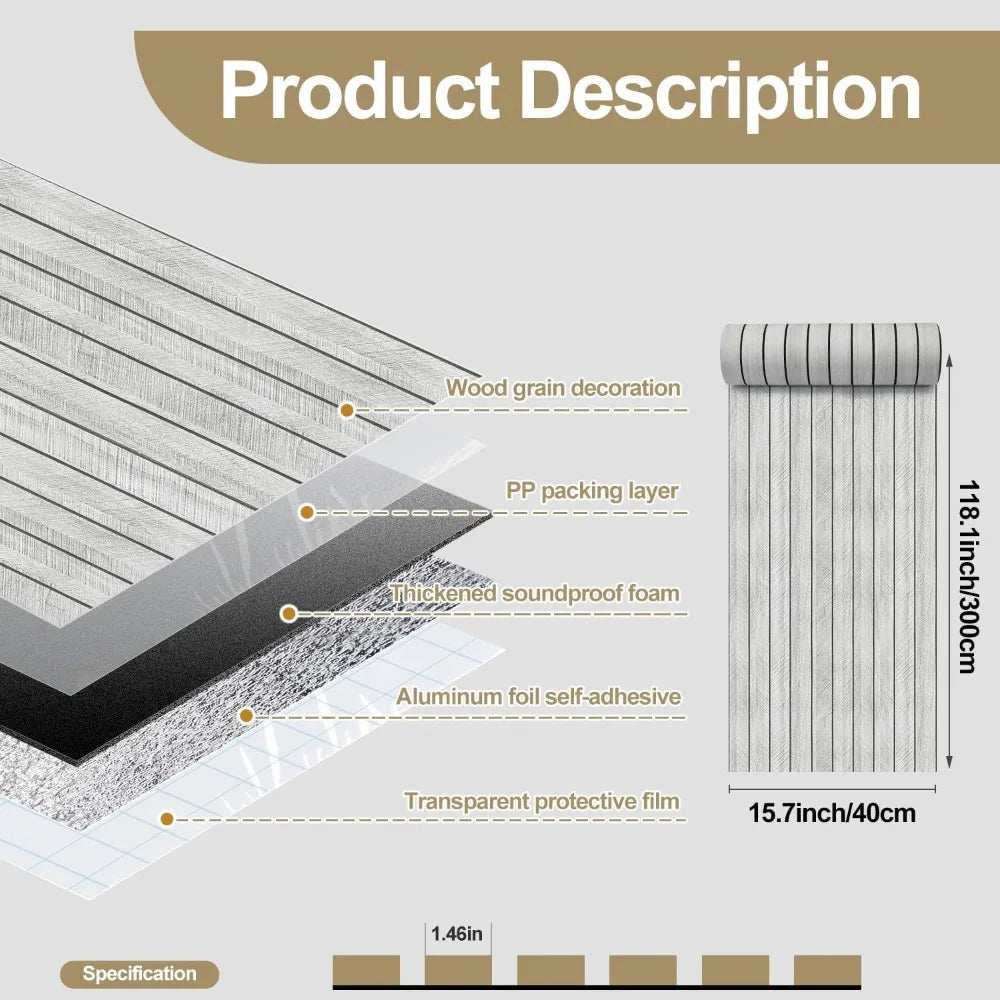 Marosia - Pannelli da parete flessibili in PVC autoadesivi effetto legno 3D rotolo decorazione da parete