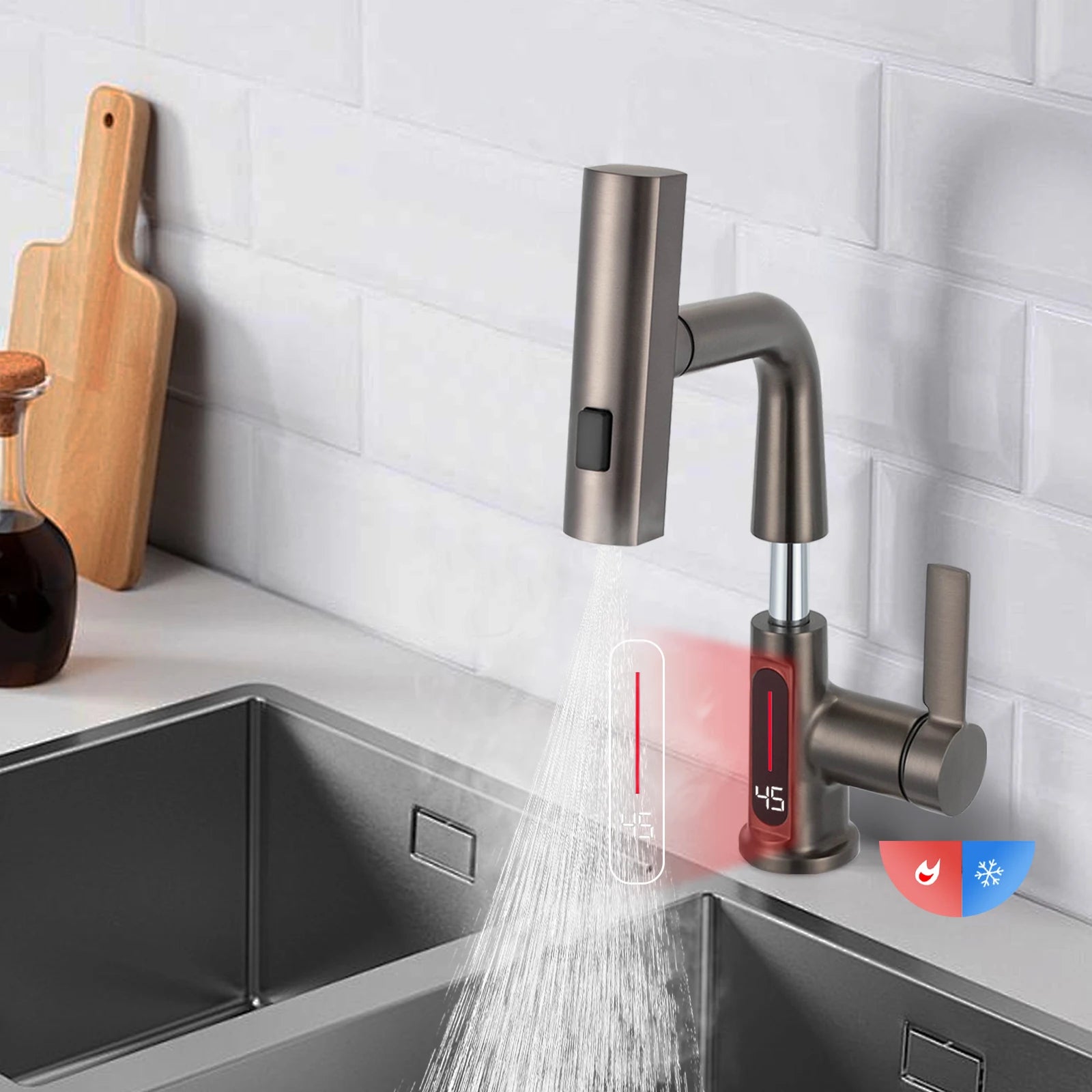 Valestrae - Uittrekbare Badkamerkraan met 360° Draaibare Uitloop en Keramisch Binnenwerk