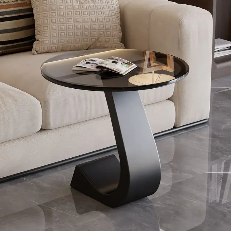 Alviano - Moderný okrúhly príručný stolík Rock Slab