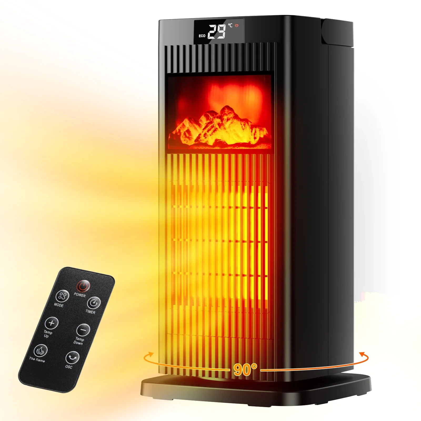 Belora - Elektrische Keramische Verwarmingsventilator 1500W met Thermostaat en Afstandsbediening