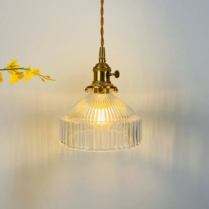 Avenora - Glass Pendant Lamp with Brass
