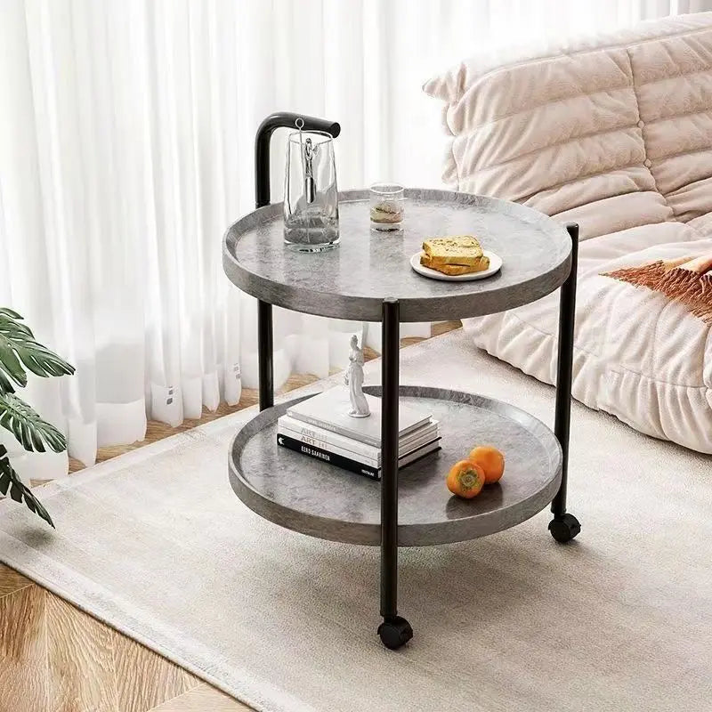 Floravelle - Tweelaags Houten Bijzettafel met Wieltjes