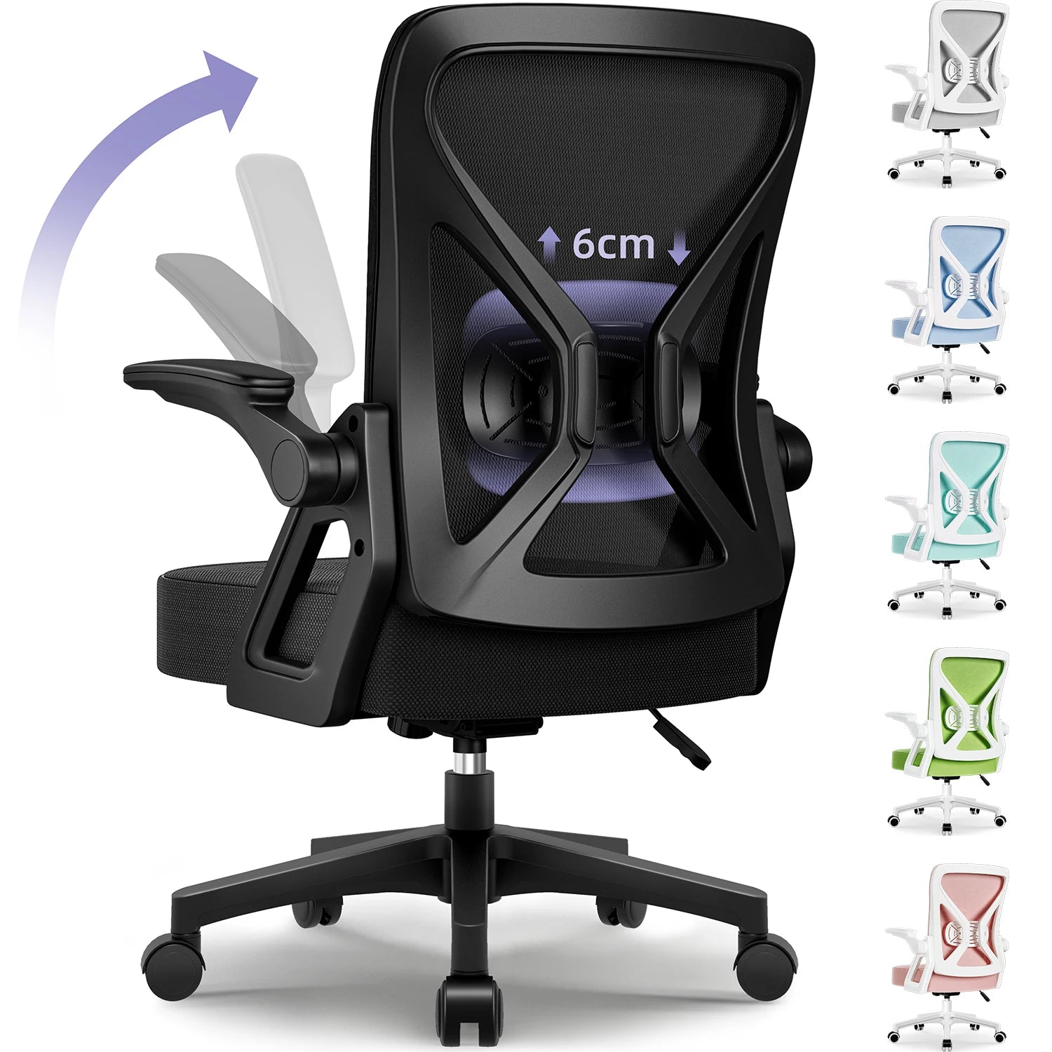 Venara - Ergonomische Bureaustoel met Mesh Rugleuning en Inklapbare Armleuningen