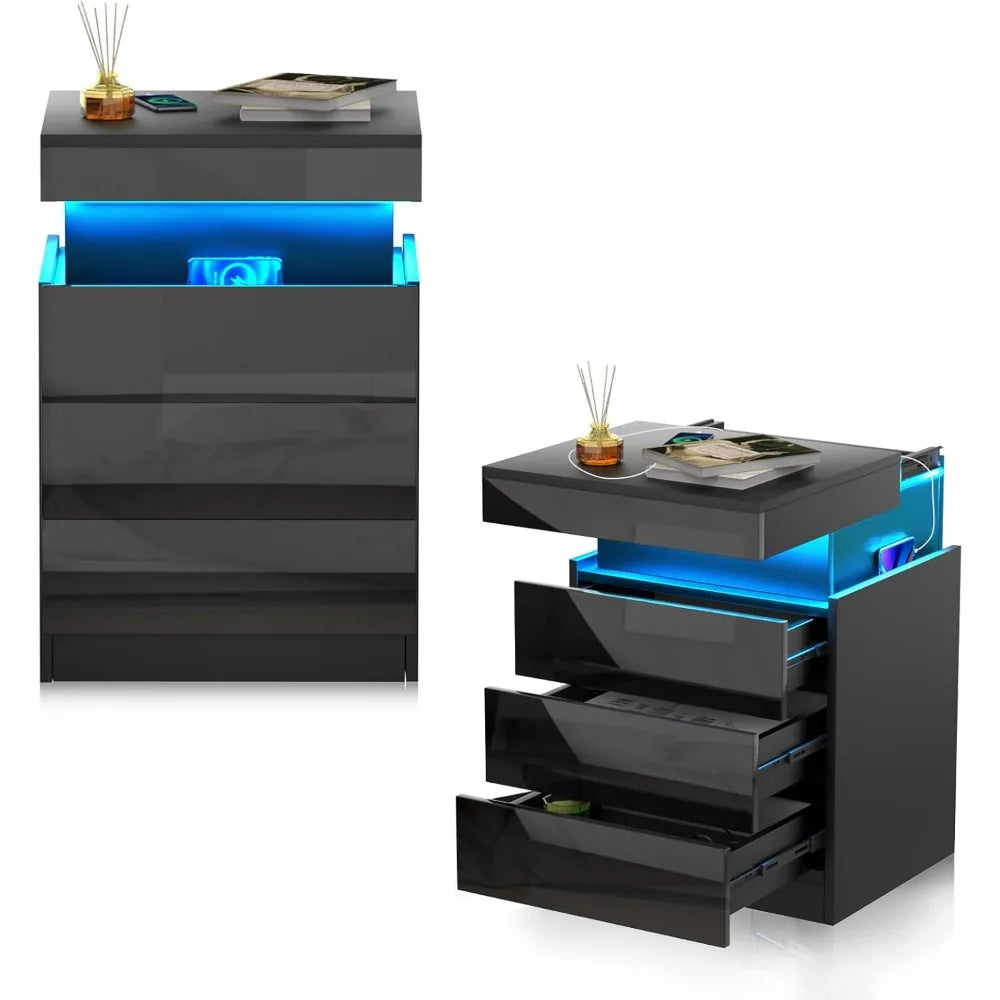 Noctelle - Nachtkastje met Oplaadstation en Verborgen Opberglades Zwart