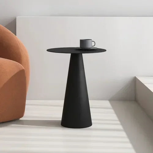 Norvian - Mesa de centro redonda de madera con ruedas minimalista