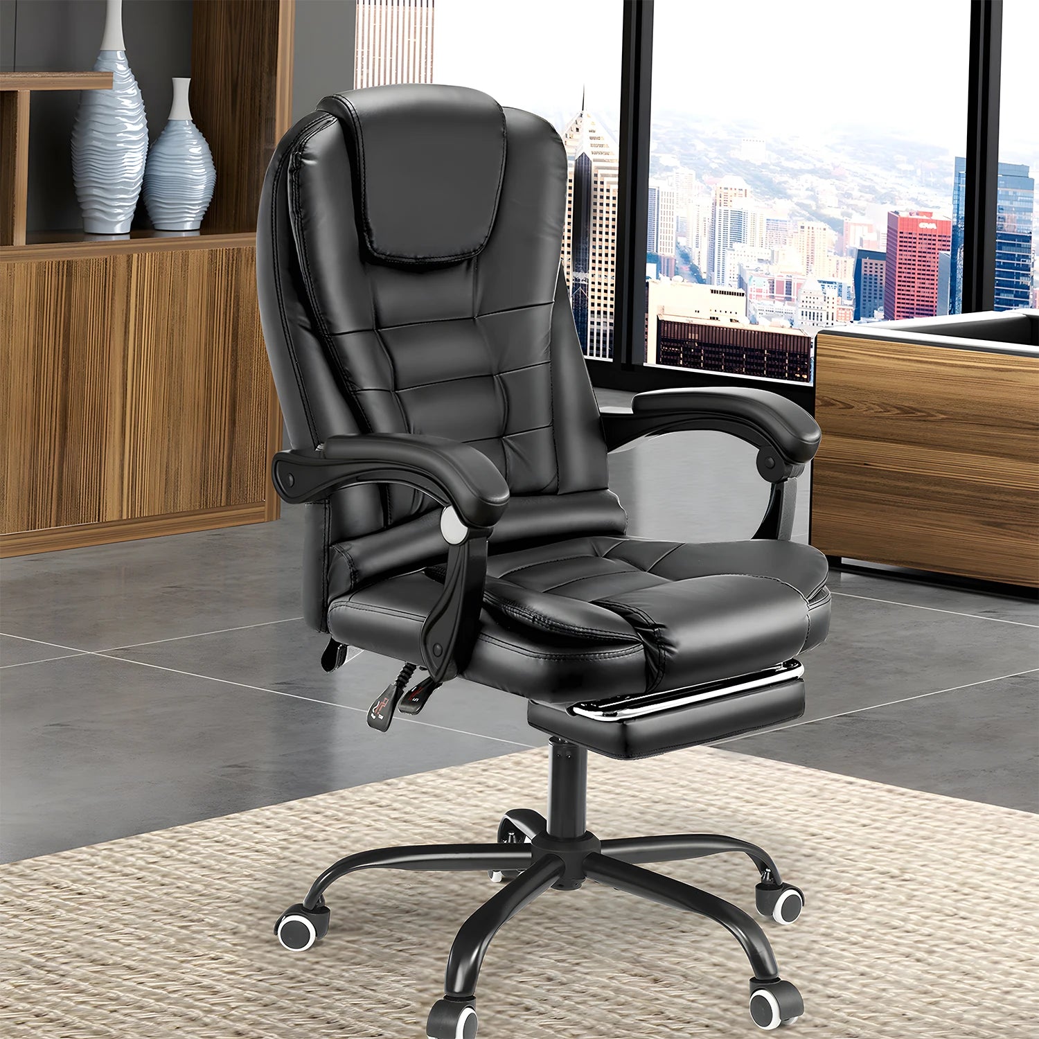 Iolanthe - Chaise de bureau avec repose-pieds, accoudoirs, dossier haut et fauteuil pivotant inclinable