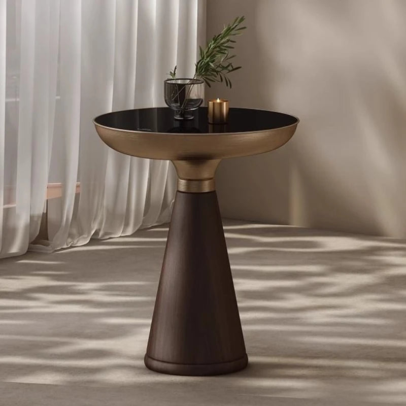 Solvaynne - Tavolino da Salotto Rotondo Nordico in Legno Design di Lusso