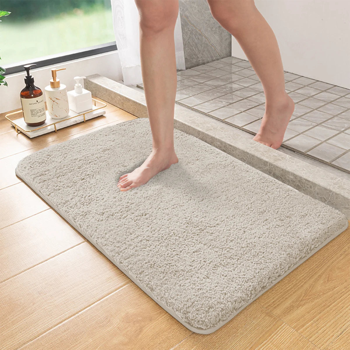 Marcella - Langharige Antislip Badmat met Absorberend Vermogen voor Douche en Toiletvloer