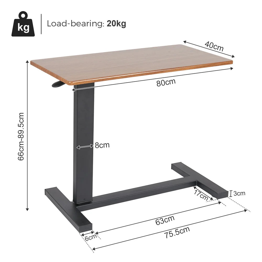 Novaren - Verstelbaar Overbed Laptoptafel Met Wielen