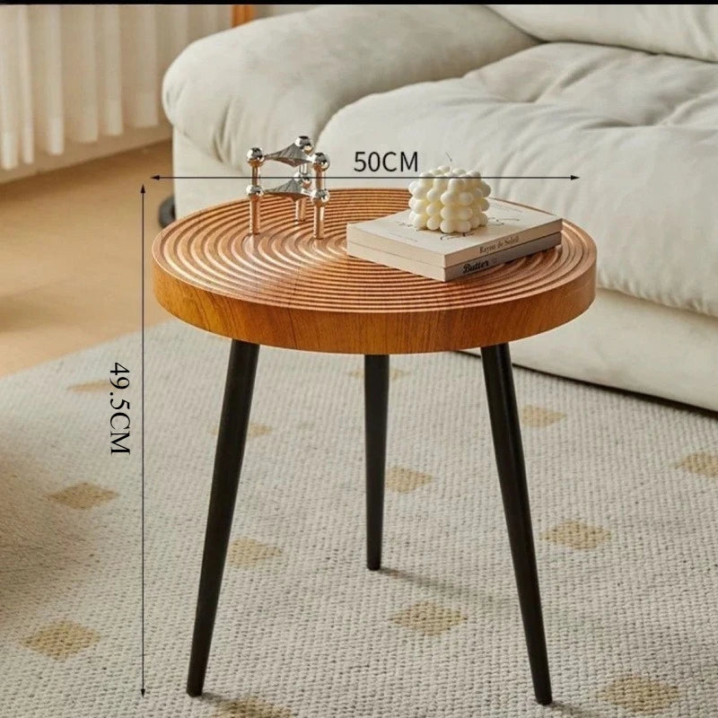 Lare - Ronde Houten Salontafel Japans Ontwerp Theetafel Woonkamer