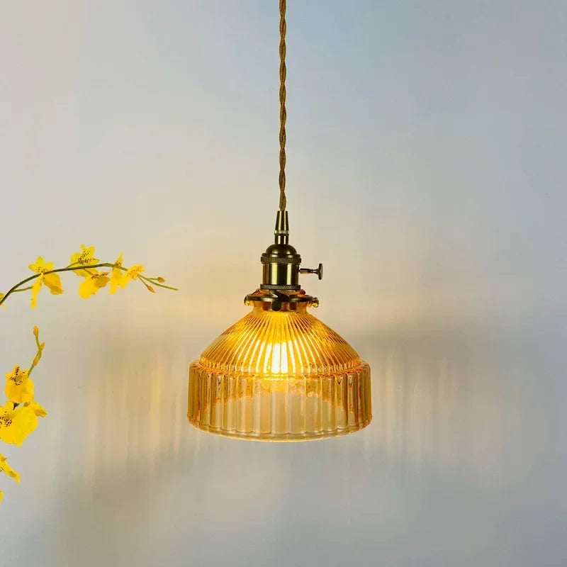 Avenora - Glass Pendant Lamp with Brass