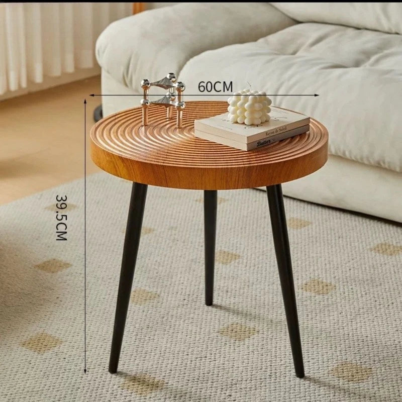 Lare - Ronde Houten Salontafel Japans Ontwerp Theetafel Woonkamer