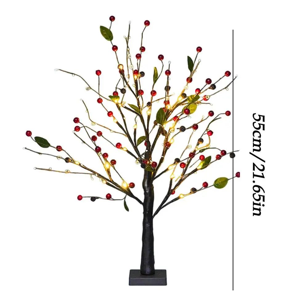 Briella – Verlichte Kerstboom met Rode Bessen voor Tafeldecoratie