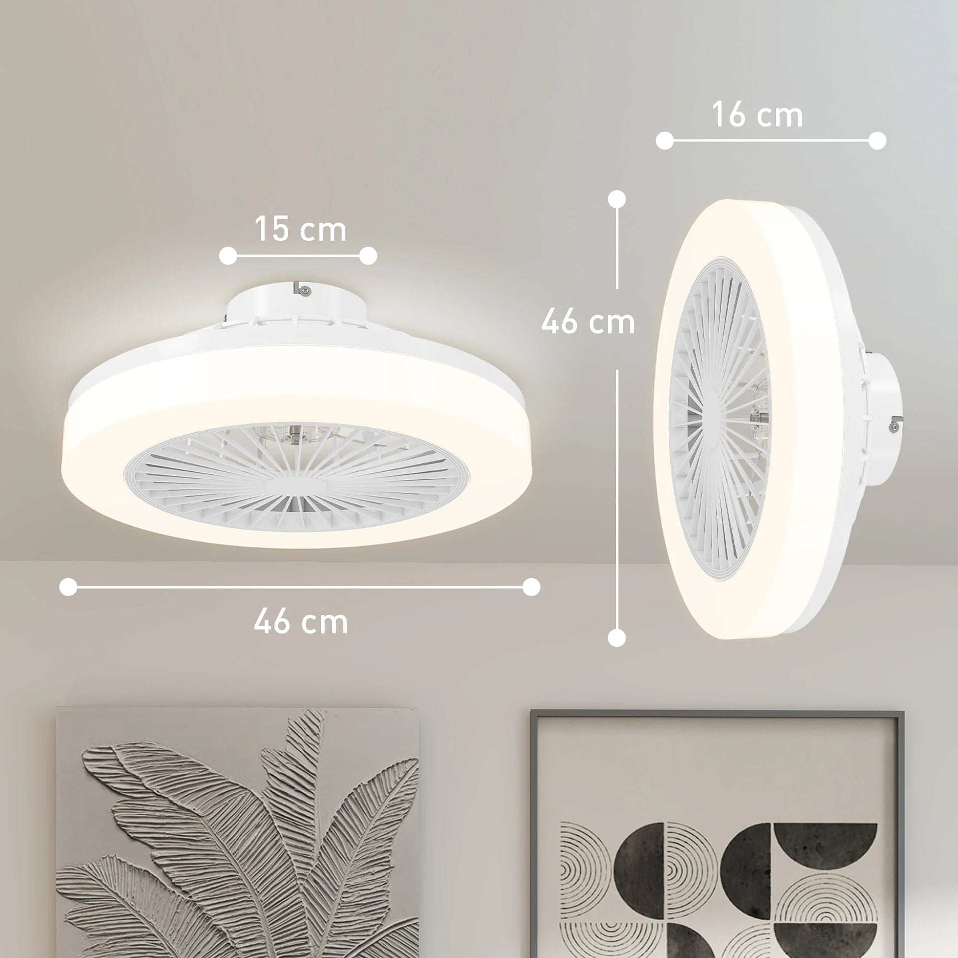 Velminra - Ceiling Fan With LED Light And Remote Control