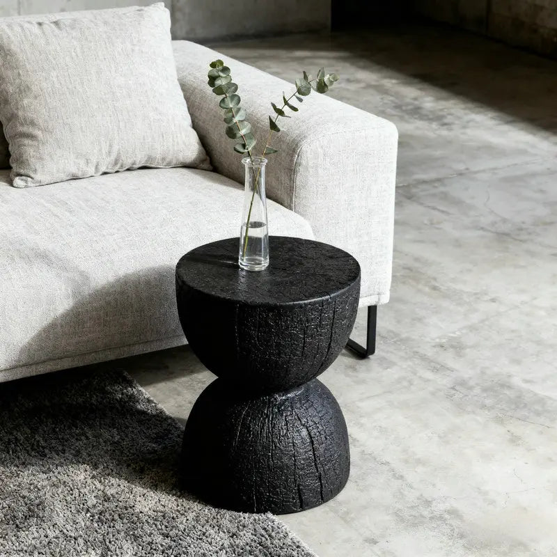 Tavolino Da Caffè Moderno In Marmo Nero - Sottopiatto/Espositore 25x25 Cm Con Base Antigraffio In Feltro