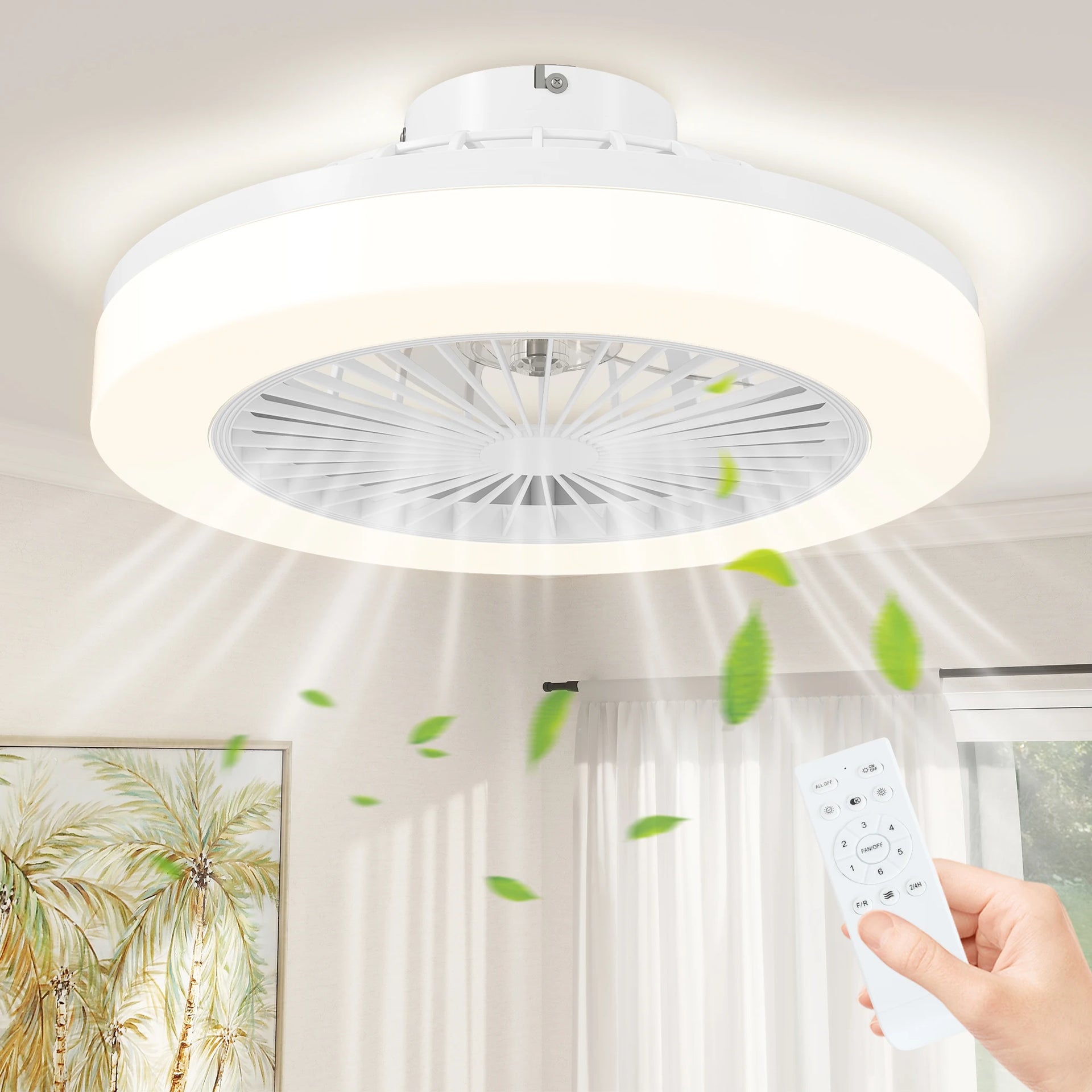 Velminra - Ceiling Fan With LED Light And Remote Control