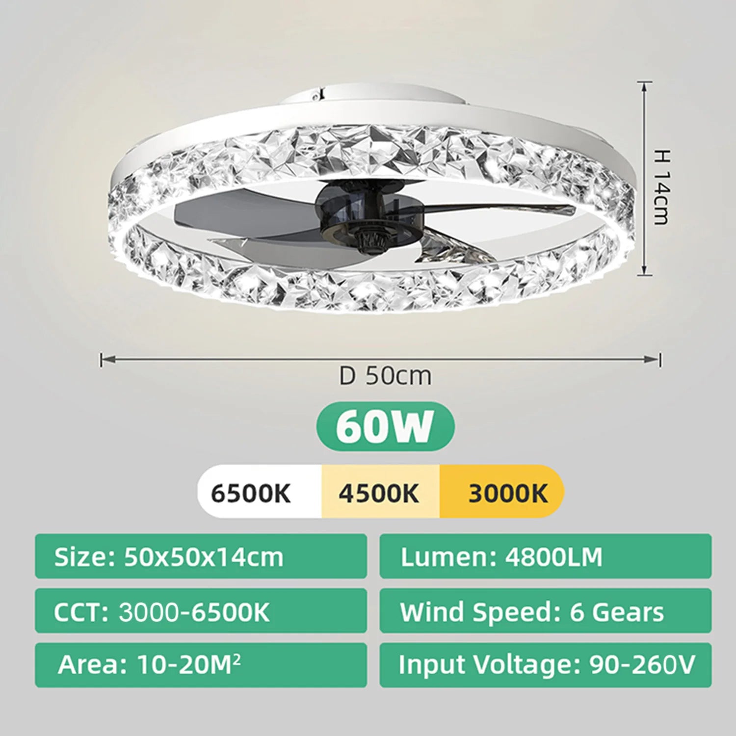 Solvion - Modern Ceiling Fan With LED Light And Remote Control