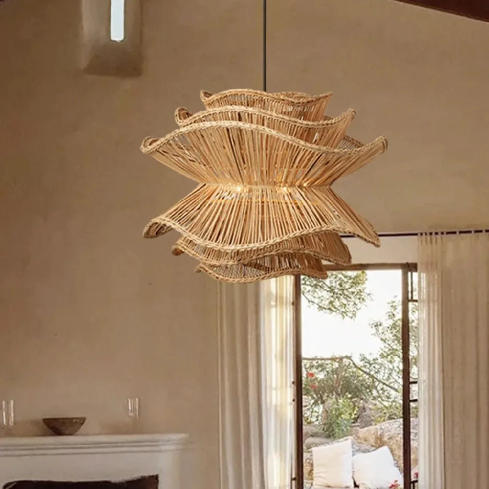Ignara - Lampada a sospensione in rattan stratificato creativo in stile design scandinavo