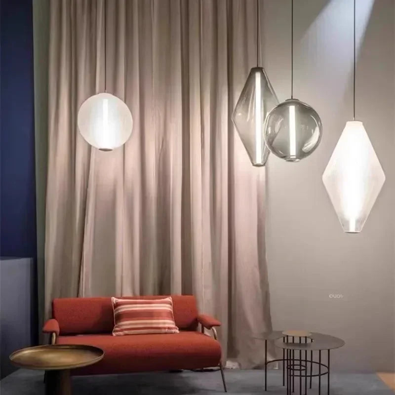 Pyrrhos - Lampade a sospensione in vetro scandinavo per camera da letto e sala da pranzo