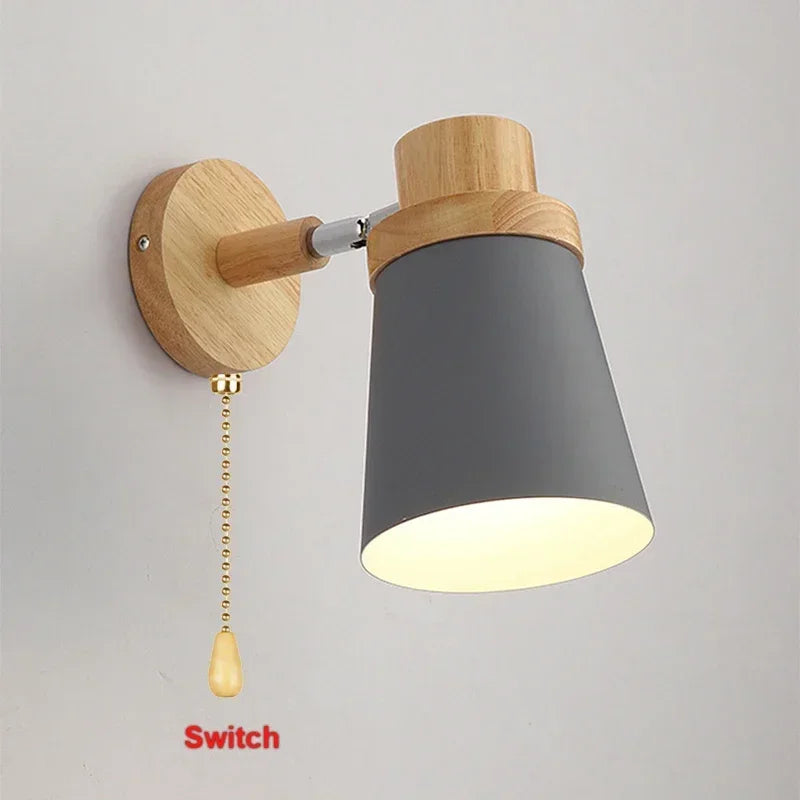 Norven – Modern LED Wall Lamp E27 Wood Metal