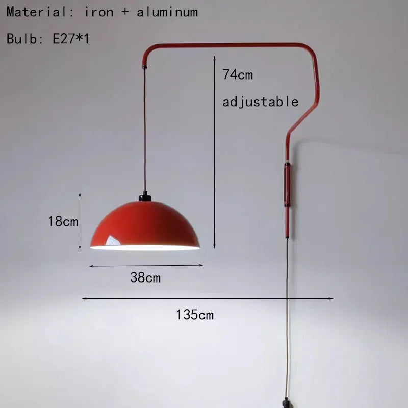 Zarvelio – Vintage Rode Wandlamp Met Lange Arm E27