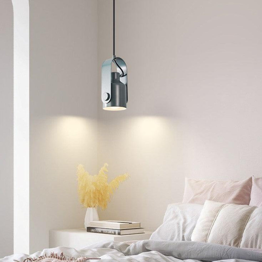 Lyrassa - Lampada a sospensione scandinava effetto legno metallo design minimalista