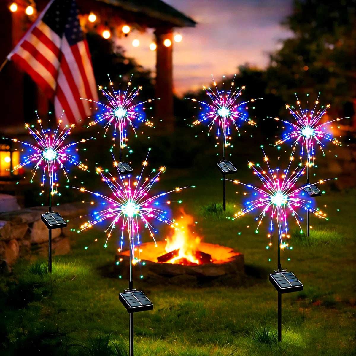 Solvene Solární zahradní světla Firework – 120 LED vodotěsná krajinná světla (sada 6 kusů)