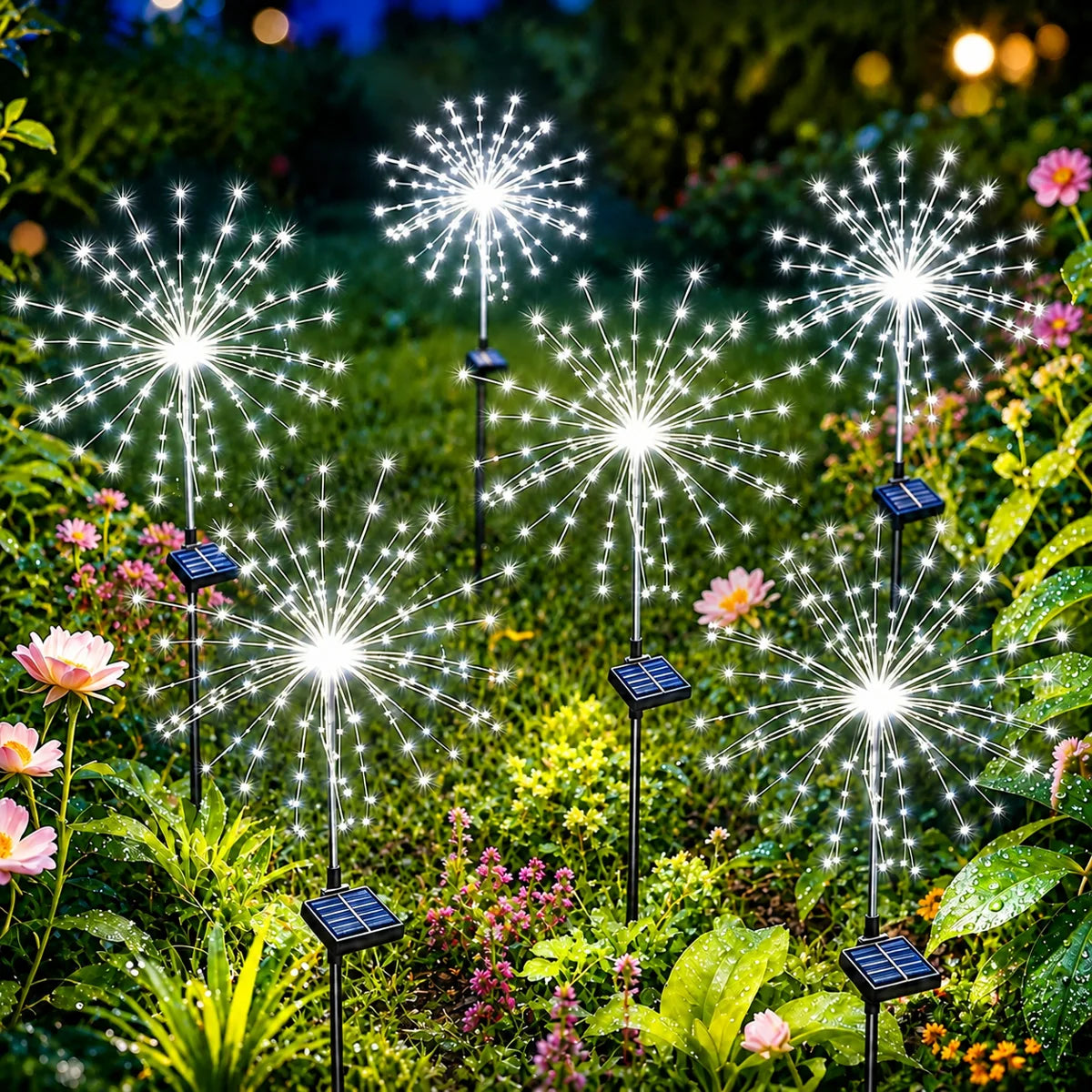 Solvene Solární zahradní světla Firework – 120 LED vodotěsná krajinná světla (sada 6 kusů)