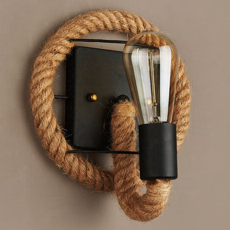 Valernio – Vintage Rope Wall Lamp Round Single Light