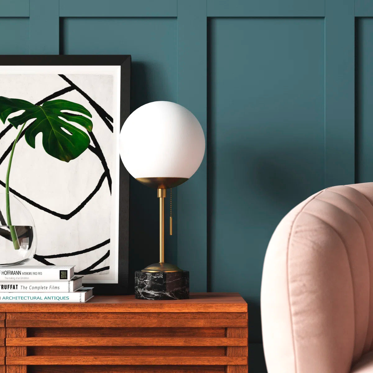 Stolní lampa Vittoria Marble – moderní skleněné a ocelové akcentní světlo