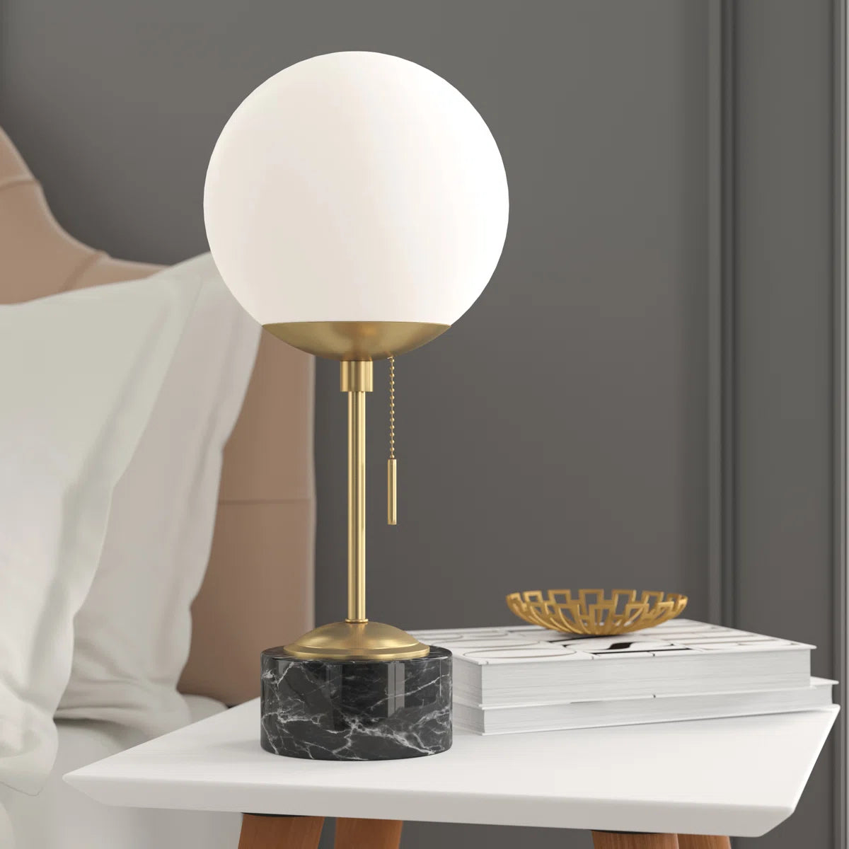 Stolní lampa Vittoria Marble – moderní skleněné a ocelové akcentní světlo