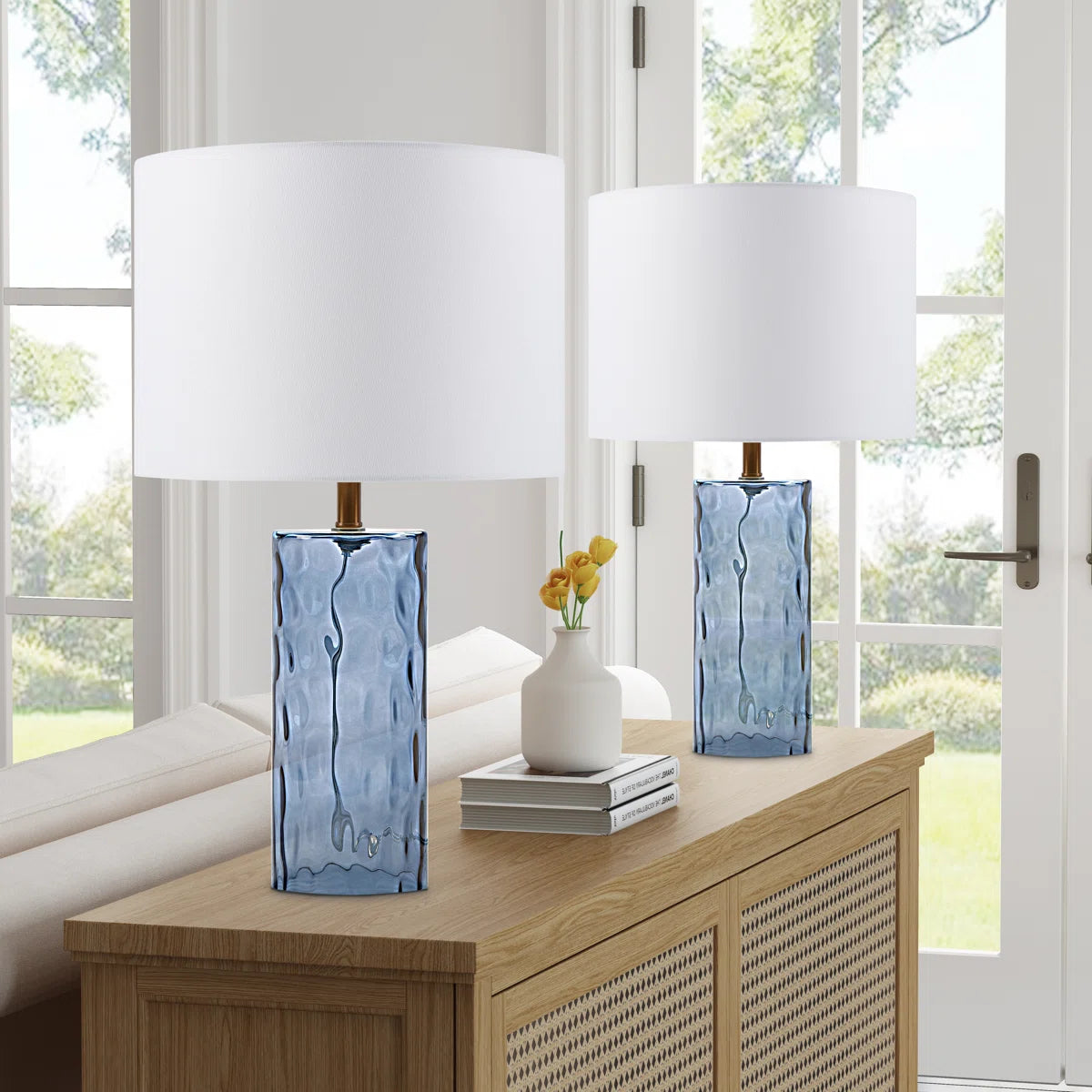 Sada 2 stolních lamp Marina se skleněným stínidlem
