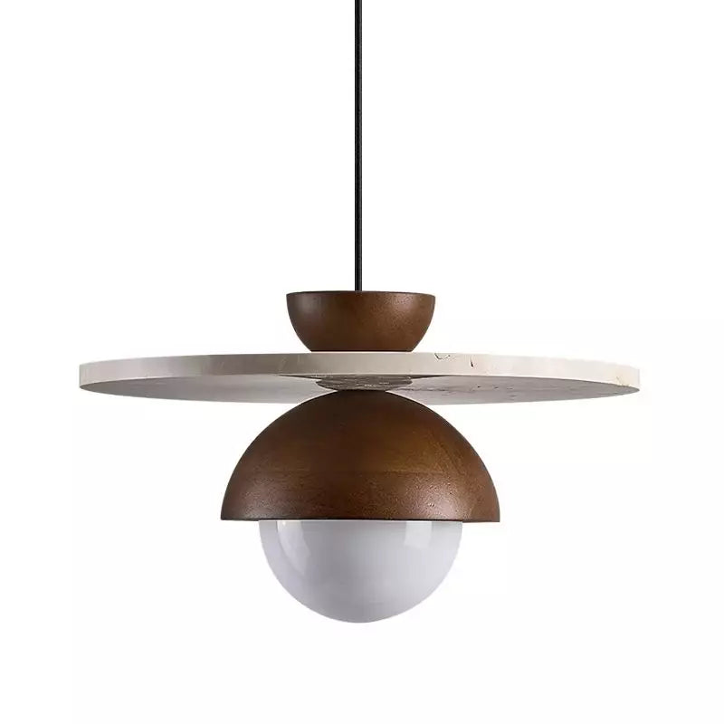 Kudaro – Travertine Wooden Japandi Pendant Lamp