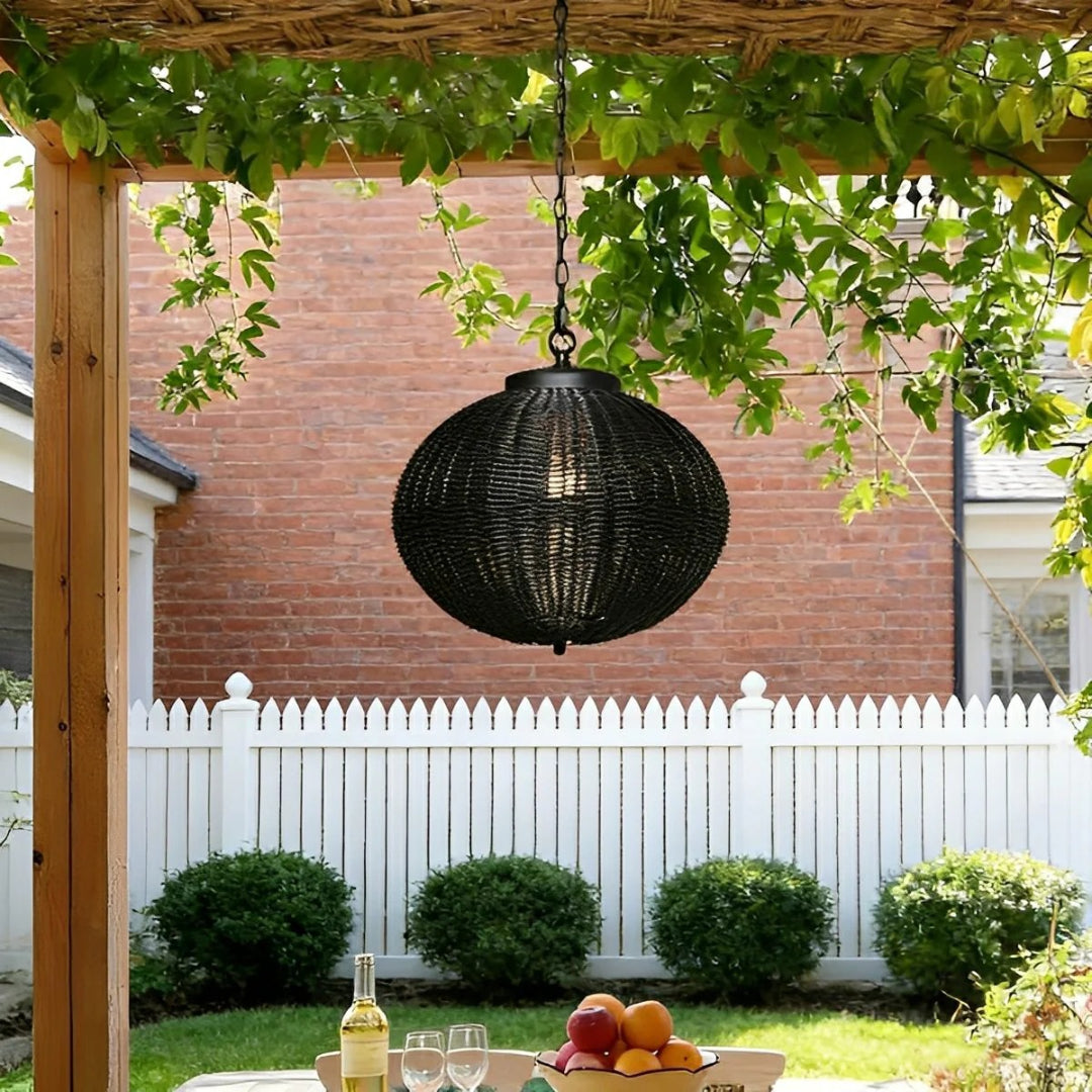 Solvéran – Round Rattan Hanging Lamp for Outdoor Use